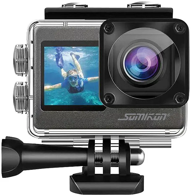 6K-Actioncam mit 2 Farbdisplays, WLAN, Bildstabilisierung, Sony-Sensor