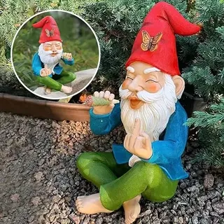 Angaekkot Weihnachtswichtel-Ornament,Gartenzwerg Mittelfinger,Lustiger Gartenzwerg,Gartenzwerge für Außen,Frecher Gartenzwerg-Stinkefinger Dekorationen für Terrasse, Einweihungs-Gartengeschenk (A)