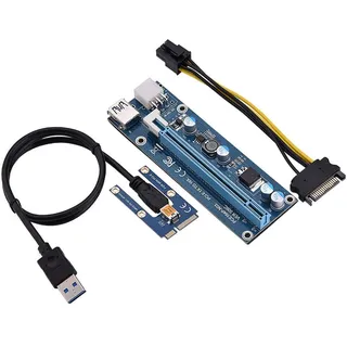 Cuifati PCI-E-zu-PCI-Express-Adapter, PCI-E-Adapter, PCI-E-zu-PCI-Express16x-Extender-Riser-Adapter mit SATA-Netzkabel, 4 6-polige Festkörperkondensatoren für