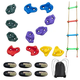Vevor Ninja Baumkletterset 12 Baumklettergriffe 6 Ratschengurte Kletterleiter