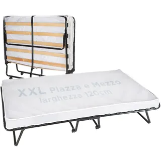 Cortassa : Klappbett 120x200 mit Matratze und Staubsaugerbezug INKLUSIVE, Stabiler Rahmen und 4 schwenkbare Rollen, Bett quadratisch und eine Hälfte, 100% Made in Italy