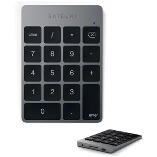 SATECHI 18-Tasten Bluetooth Zahlenblock – Kabelloser Aluminium 18-Tasten Nummernblock – USB-C wiederaufladbares Numpad, Ziffernblock für MacBook, Windows, iMac, Mac mini, Laptops & mehr – Space Grau