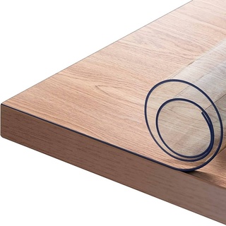 Woltu Tischfolie aus pvc Glasklare Tischdecke 2 mm Wasserdicht Hitzebeständig, Abwaschbar, Rechteckig