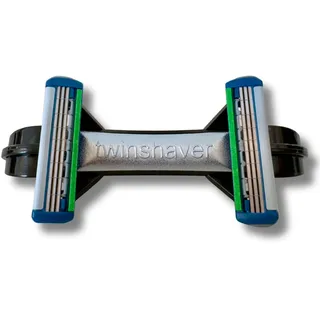 twinshaver Glatzen Rasierer Herren 0mm - Schnittschutz & 80% Zeitersparnis, Kopfrasierer Glatze + 4 Klingen, Doppel-Nassrasierer (Schwarz)