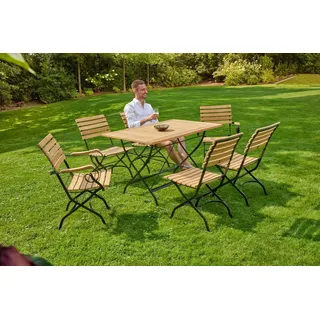 LC Garden Wimbledon Biergartentisch 120x80cm Stahl/Teak Natur - 2 Jahre Gewährleistung - mind. 14 Tage Rückgaberecht - Beige