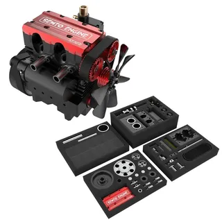 Mini Metall Motor Modell Bausatz, SEMTO Motor ST-NF2 7.0cc Mini Inline 2 Zylinder Vier-Takt Luftgekühlter Nitro Verbrennungs Motor Modell, Wissenschaft Experiment Spielzeug für Kinder