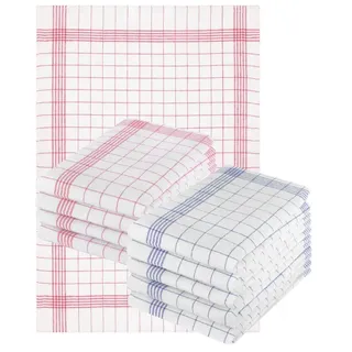 Betz Geschirrtuch 10er Set 50 x 70 cm Halbleinen Geschirrtücher MCT-11 HL, (Set, 10-tlg., 10 Geschirrtücher), Geschirrhandtuch Gläsertuch Jacquard Gläsertücher Küchentuch Handtuch blau|rot