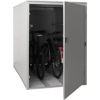 MCW 2er-Fahrradgarage MCW-L56c, Gerätehaus Fahrradbox mit Ablage, abschließbar Metall 160x113x209cm ~ hellgrau