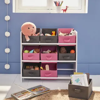 Regal für Kinder mit Aufbewahrungsboxen Rosa - sweeek
