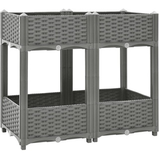 vidaXL Hochbeet, Hochbeet für Garten Balkon Terrasse, Gemüsebeet Pflanzkasten zum Selber Bauen, Blumenbeet Blumenkasten Rattan-Optik, Polypropylen