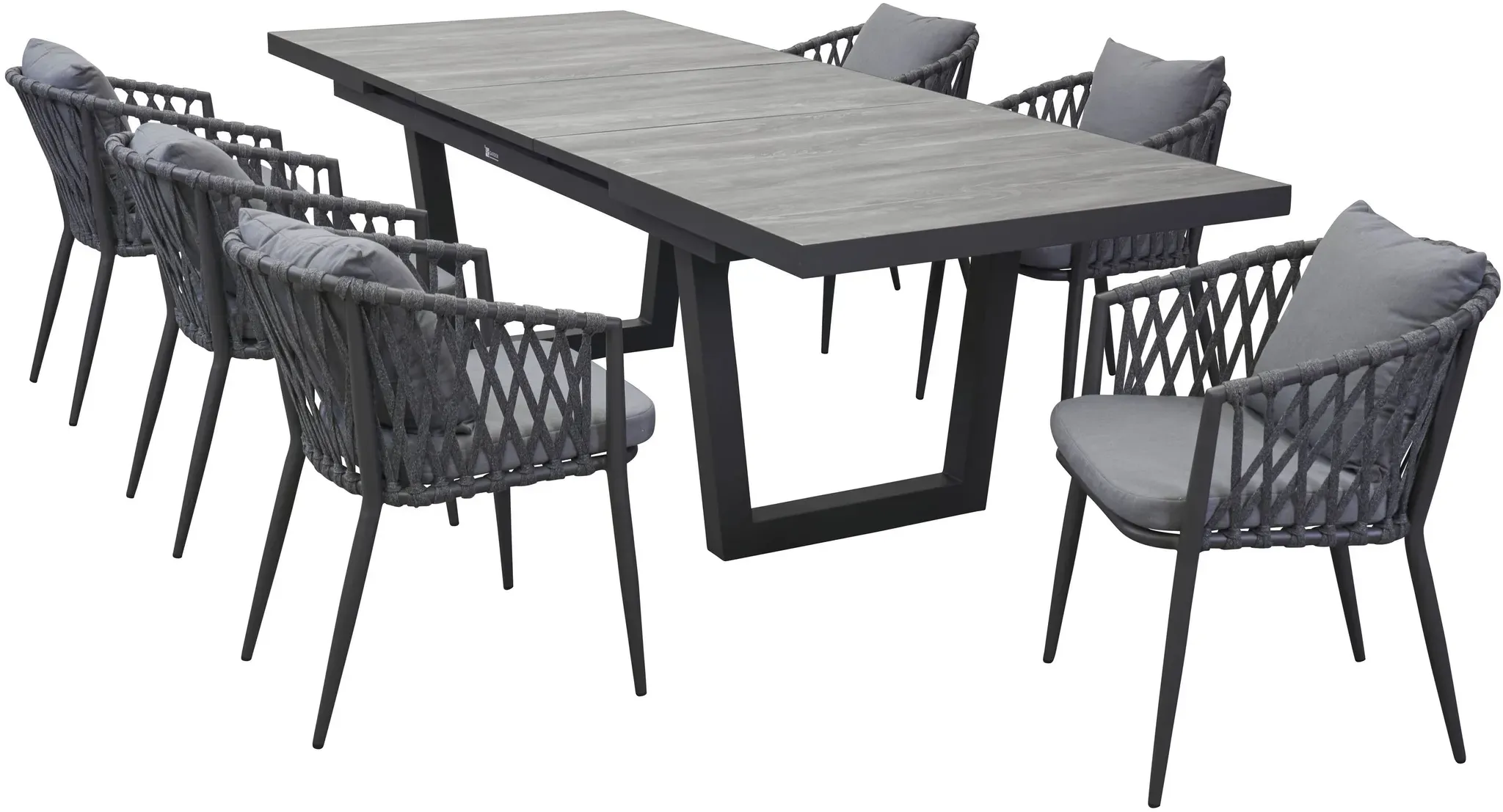 LC Garden »Unicamo Sunrepo« Dining Set III 7tlg. Ausziehtisch Keramiktisch Gartenset Ropestuhl Geflechtstuhl