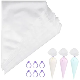 TAKUZA 100 Stück Spritzbeutel Einweg, Profi Einweg Spritzbeutel, Mittel Spritzbeutel für Dekorieren Von Gebäck, Torten Geeignet, Keksen, Hausbacken(Transparent)