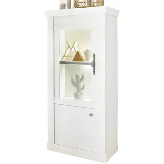 furn.design Vitrine weiß Pinie Landhaus 70 x 146 cm, Wohnzimmer, Wohnwände, Vitrinenschränke