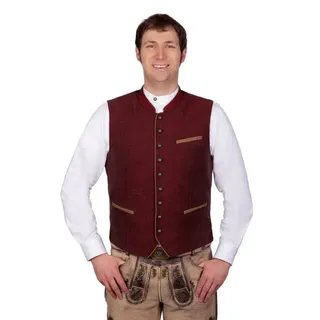 Edelnice Trachtenmode Edelnice Trachtenweste Gilet aus Leinen Mark rot 62