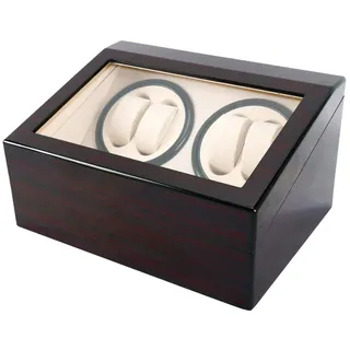 SUONTY Automatik Uhrenbeweger Geräuschlos drehendes Zubehör braun 4+6 Uhren Aufbewahrungsbox aus Holz, mit leisem Motor Netzteil für Automatikuhren