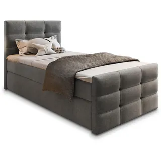 masseno Boxbett mit Bettkasten - grau , Maße cm B: 100 100x200 Komplett-Set Matratze und Topper, Polsterbett mit Bettkästen Cosmic 160