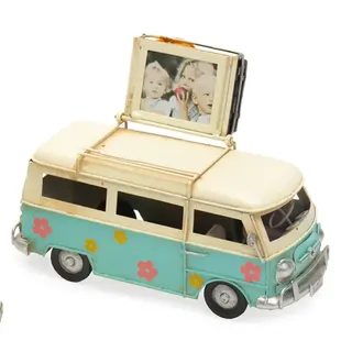 Bus Flowerpower blau 16,5x7,5x9,5 cm Dekorahmen