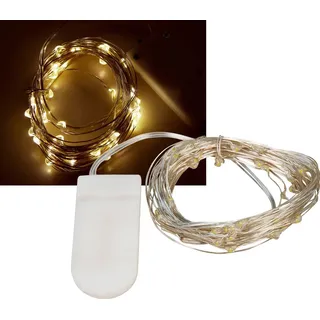 McShine LED Draht-Lichterkette McShine Micro 50 LEDs, warmweiß, Batteriebetrieb