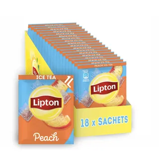 Lipton Eistee Pulver Set, "Pfirsich", Erfrischung für die ganze Familie, 18x Sachet, in Pulverform zum Selbermachen
