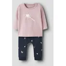 Schlafanzug NAME IT "NBFVUBIE LS TOP BOX SET", Kinder, Gr. 74, blau (burnished lila pack:navy blazer), Jersey, Obermaterial: 95% Baumwolle, 5% Elasthan, bedruckt, normal, Rundhals, Homewear-Sets