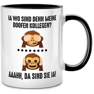 Seness Wo sind denn meine doofen Kollegen lustige Tasse mit Spruch, kleine Geschenke zum Abschied, Danke Büro Team Arbeit Mitarbeiter, Rente Ruhestand witzig, Abschiedsgeschenk Kollegen Jobwechsel