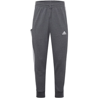 Adidas Essentials French Terry Tapered Cuff 3-Streifen Hose dark grey heather/white Gr. S