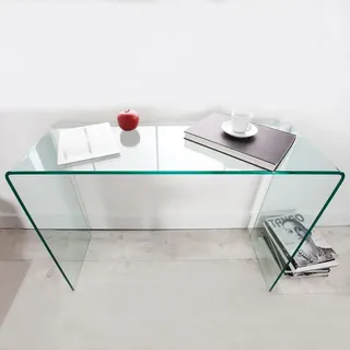 cagü Design Glasschreibtisch Schreibtisch Mayfair Glas transparent 110cm x 35cm