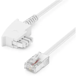 deleyCON 1m Routerkabel TAE-F auf RJ45 (8P2C) Anschlusskabel Kompatibel mit DSL ADSL VDSL Fritzbox Internet Router an Telefondose TAE - Weiß