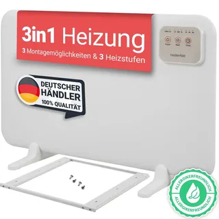 Heidenfeld 3in1 Tischheizung HF-TH120 | Infrarot Heizung Schreibtisch | Heizstrahler für Büro - Camping - LED Display - Tischheizer - Timer - 120... - Weiß