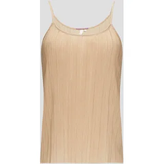 QS - Spaghettiträger-Top mit Plisseefalten, beige