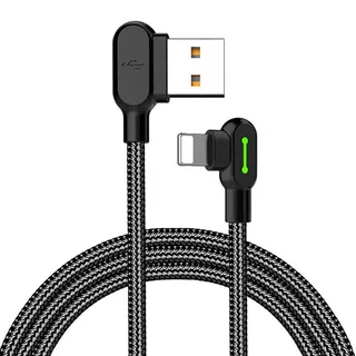 Mcdodo CA-4673 90 Grad Gaming Lightning Ladekabel/Datenkabel für iPhone, iPad, Airpods, schwarz 1,8m - Schwarz