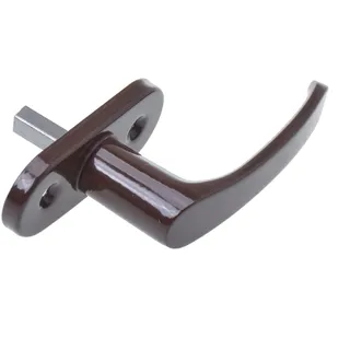 Aqbau® Fenstergriff braun aus Metall für Fenster & Balkontür | 43 mm Schraublochabstand, Rosette 28×73 mm, Vierkant 7 mm, inkl. Montageschrauben, passend für PVC/Alu/Holz