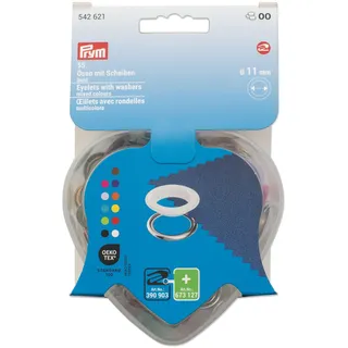 Prym 542621 Ösen mit Scheiben, bunt, in Herzbox, 11 mm, kompatibel mit dem Vario Creative Tool