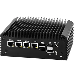 MNBOXCONET Lüfterlos Mini PC N305 Firewall Appliance Industrial Micro Büro, 4 x 2.5Gbit LAN + 2 RS232 Com, Barebone No Ram No SSD, 6USB, Router/Home Computer Hardware, HD DP Dual Dispaly