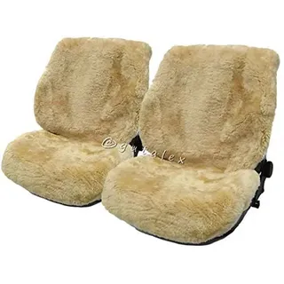 Rökü 2X Luxus LAMMFELL-Sitzbezug dicht dick passend (Sekt)