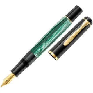 Kolbenfüller grün-marmoriert/gold M (mittel)