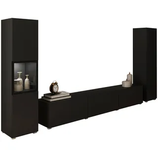 INOSIGN Wohnwand »BERLIN III, Vitrine Türschlag links/rechts wechselbar«,... (Komplett-Set, 3 St.), moderne grifflose Mediawand Breite 260 cm, Vitrine mit Verglasung