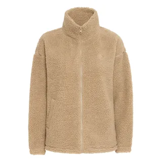 Oxmo OXTovine Damen Teddy-Jacke Übergangsjacke Jacke mit Stehkragen Eingrifftaschen Reißverschluss Loose fit - L