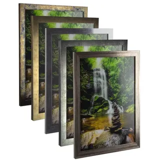 Myposterframe Bilderrahmen Vintage Juno 46 x 61 cm Holz MDF Größenwahl 61 x 46 cm Farbwahl hier: Gold Antik mit Kunstglas klar 1 mm