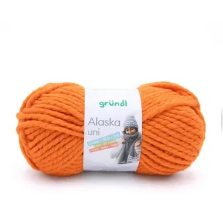 Gründl Alaska uni Wolle zum Stricken aus 80% Polyacryl, 20% Wolle, dicke Wolle 100 g, orange