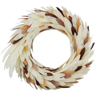 Macosa Home Dekokranz Federkranz Beige Braun 30 cm Türkranz Tischdeko Kranz, Osterdeko Deko Tischdeko modern beige|braun