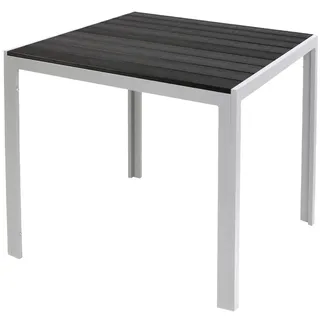 INDA-EXCLUSIV Aluminium Gartentisch 90 x 90 x 74 cm Silber/Schwarz