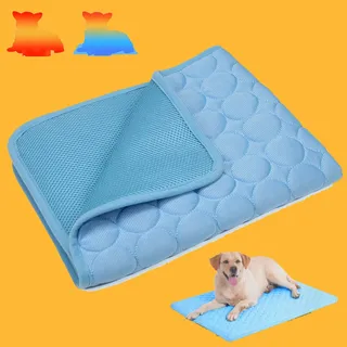 Qosigote Kühlmatte Hund, Kühlmatte für Hunde, Hundekühlmatte Selbstkühlend, Atmungsaktiv Waschbares Hundekissen für Sommer, XS-XXL (Blau, M-62X52)