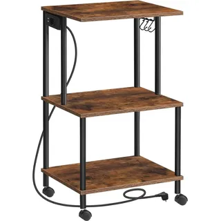 HOOBRO Druckerwagen mit Ladestation, 3 Ebenen, Rollen/Füßen, für Büro, Wohnzimmer, Küche, Schlafzimmer,