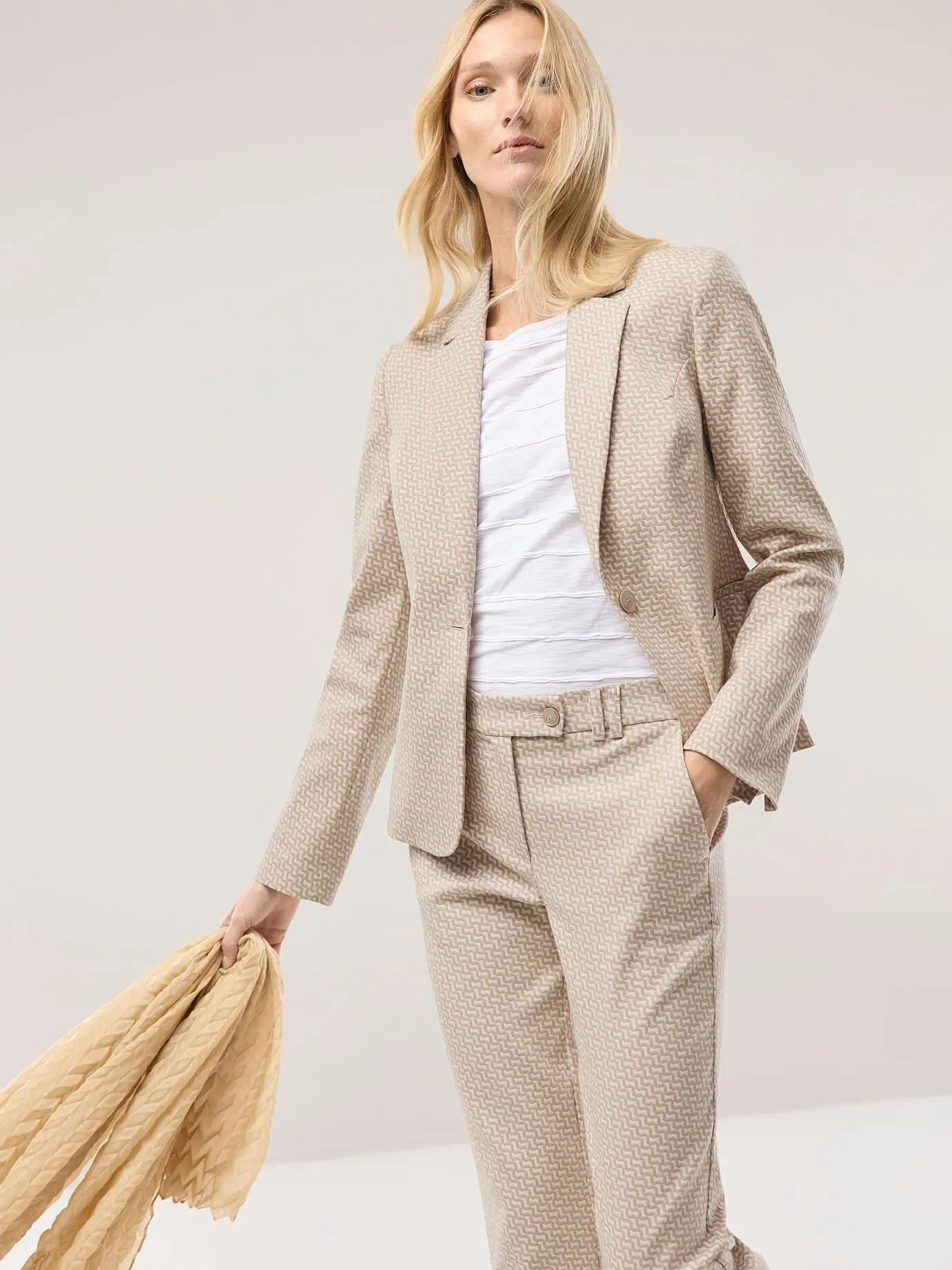 Walbusch Damen Jacquardblazer Beige mehrfarbig