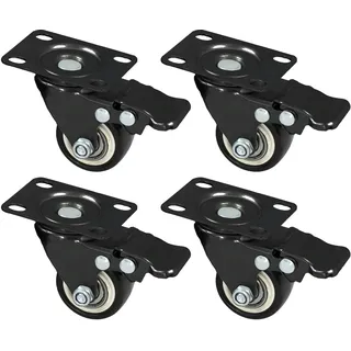 HMF 6710 Schwerlastrollen mit Bremse aus Polyurethan 4 Stück, 38 mm, bis 300 kg, Schwarz