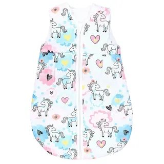 TupTam Schlafsack Baby - Wärmender Ganzjahresschlafsack 2.5 TOG, OEKO-TEX, Ärmellos, Farbe: Einhorn Rosa/Blau, Größe: 104-110