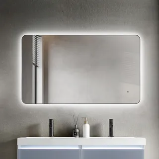 Talos LED Treviso in matt schwarz 120x70 cm - Spiegel Hand Wave Sensor Funktion - horizontal und vertikal aufhängbar - feuchtraumgeeignet durch Aluminiumrahmen