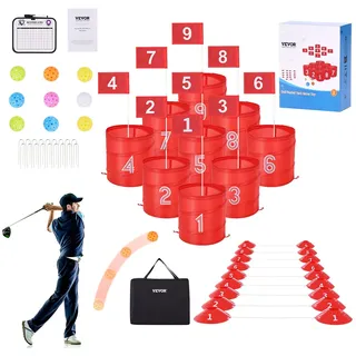 Vevor Golfspiel für den Garten, tragbares 9-Loch-Golfspiel im Eimer für Kinder und Erwachsene
