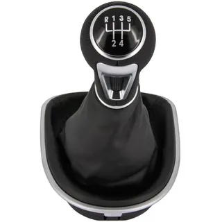 RECAMBO Schalthebel Schaltknauf, Schaltsack, Wahlhebel, Kappe für Seat Altea, Altea XL, Plug & Play, Auto Schalthebel Schaltmanschette, schwarz - chrom schwarz Knauf + Sack 5 Gang